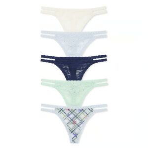 PINK Victoria's Secret Lace Strappy Thong Panty 5 Pack.